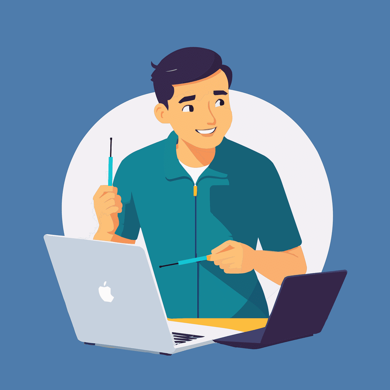 6-Helpful-Tips-to-Troubleshoot-Common-Business-Network-Issuespng | ALCON DTS: Austin, TX Best Managed IT Support Services Free man laptop computer vector