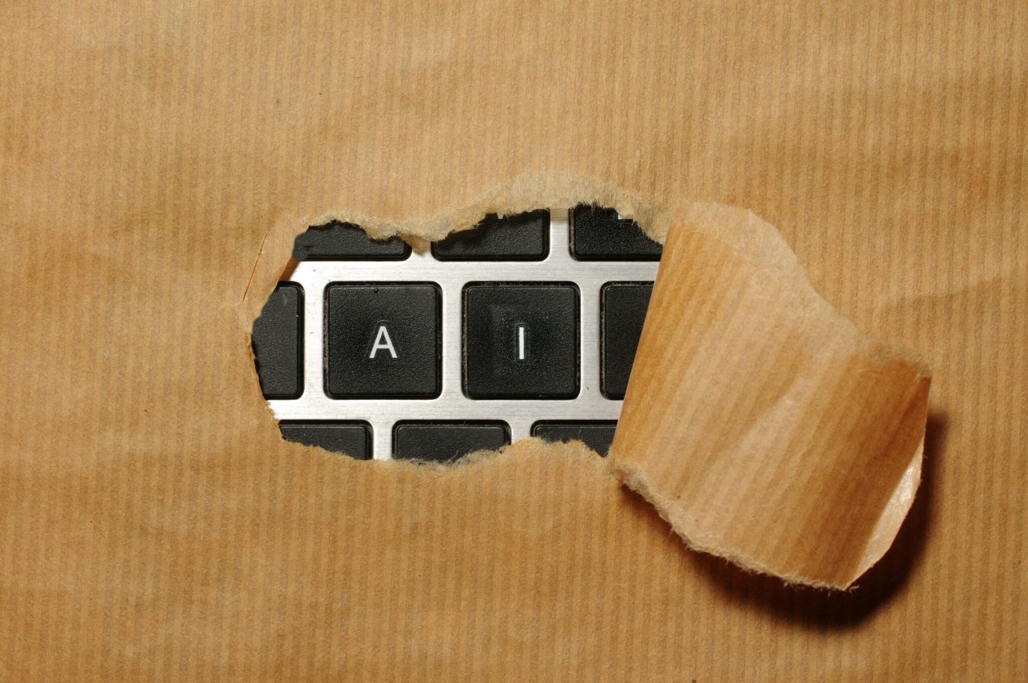 How-to-Run-a-_Shadow-AI_-Audit-Without-Slowing-Down-Your-Team-scaledjpg | ALCON DTS: Austin, TX Best Managed IT Support Services A piece of cardboard with a keyboard appearing through it